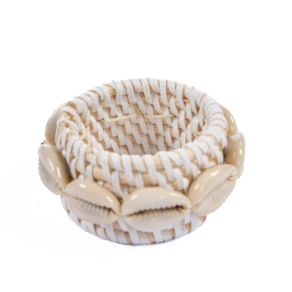 De Rattan Shell Servetring - Wit