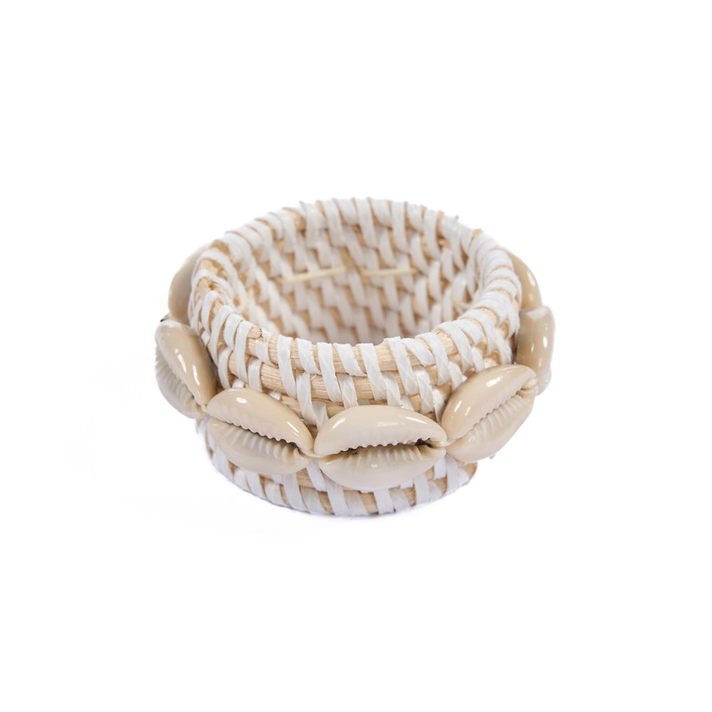 De Rattan Shell Servetring - Wit
