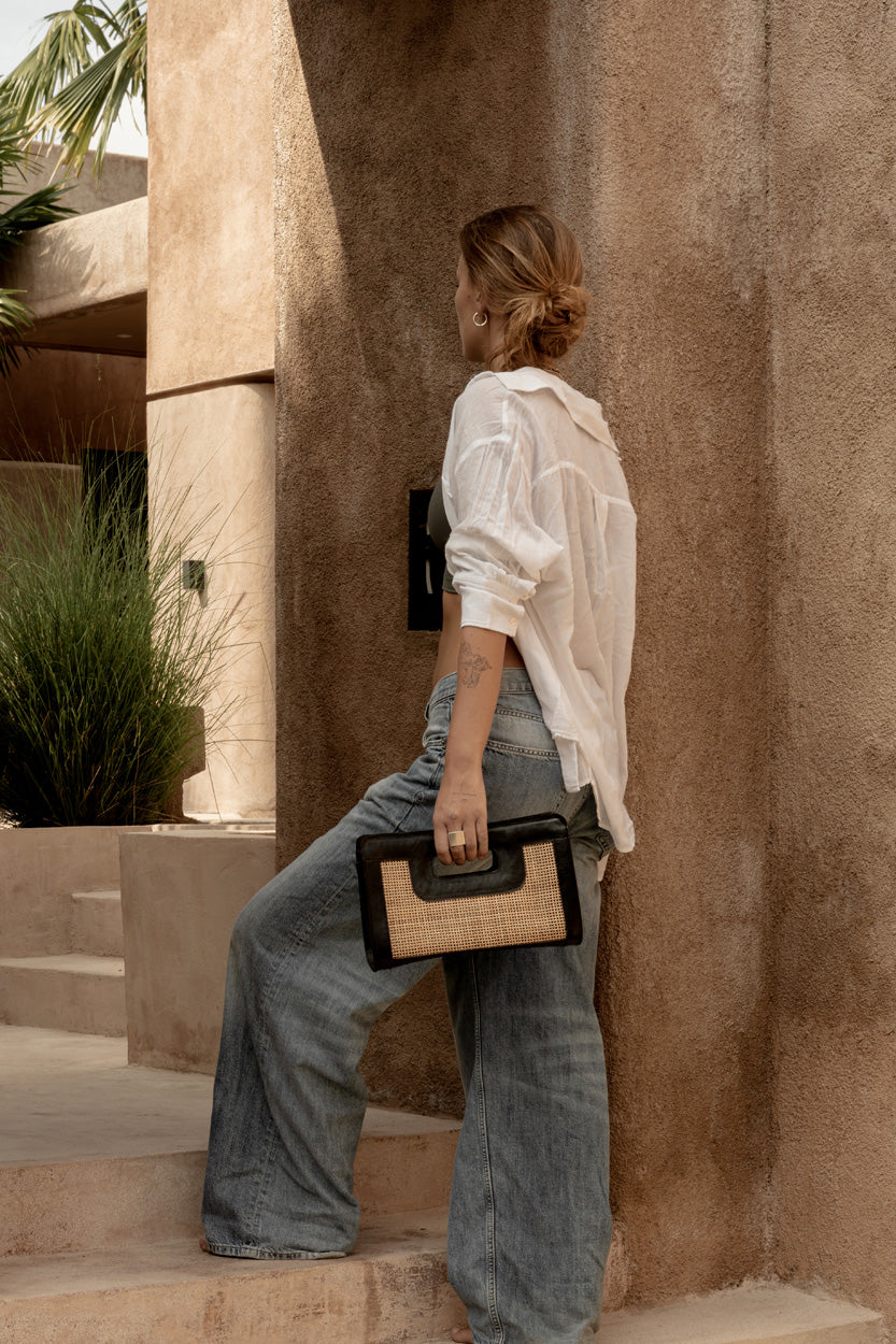 The Riviera Noir Clutch - Natural Black