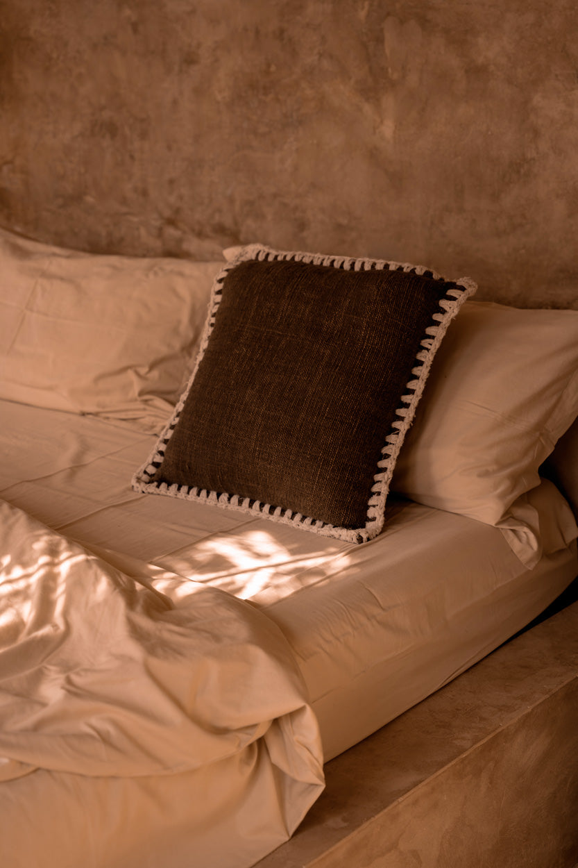 Poszewka na Poduszkę Espresso Edge - Brązowo-Biała