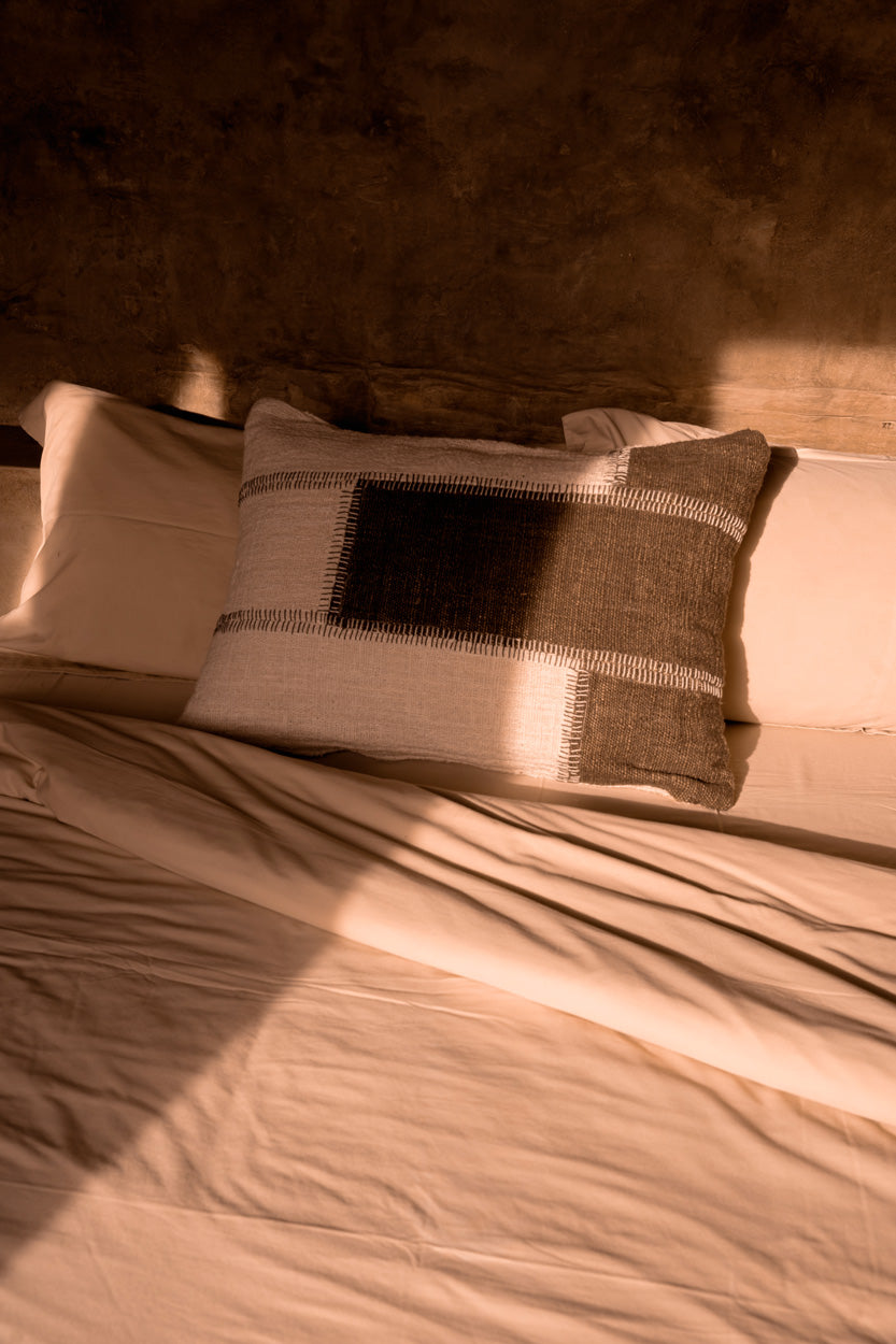 La Federa per Cuscini Cocoa Patchwork - Marrone Naturale