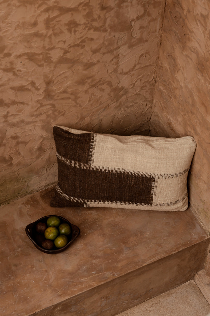 La Funda de Cojín Cocoa Patchwork - Marrón Natural