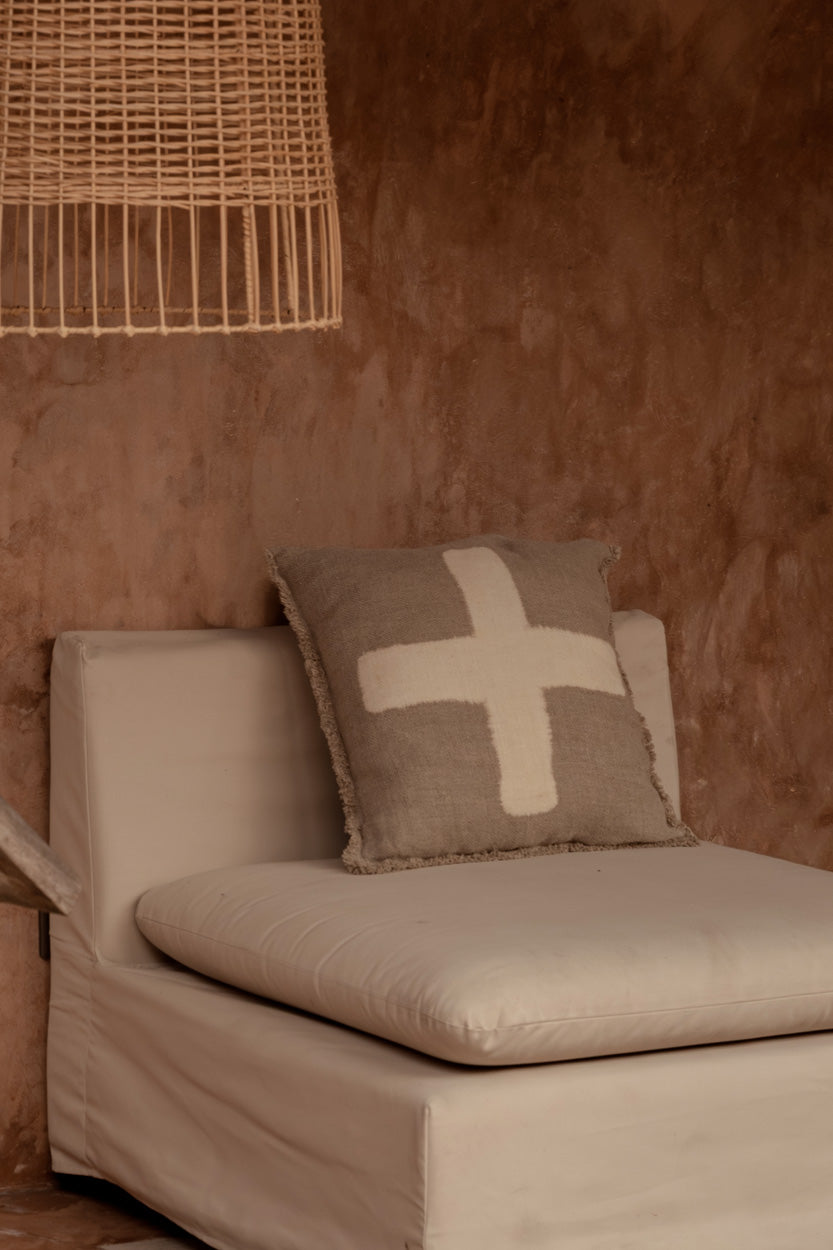 De Ivory Cross Kussensloop - Natuurlijke Wit - 50x50