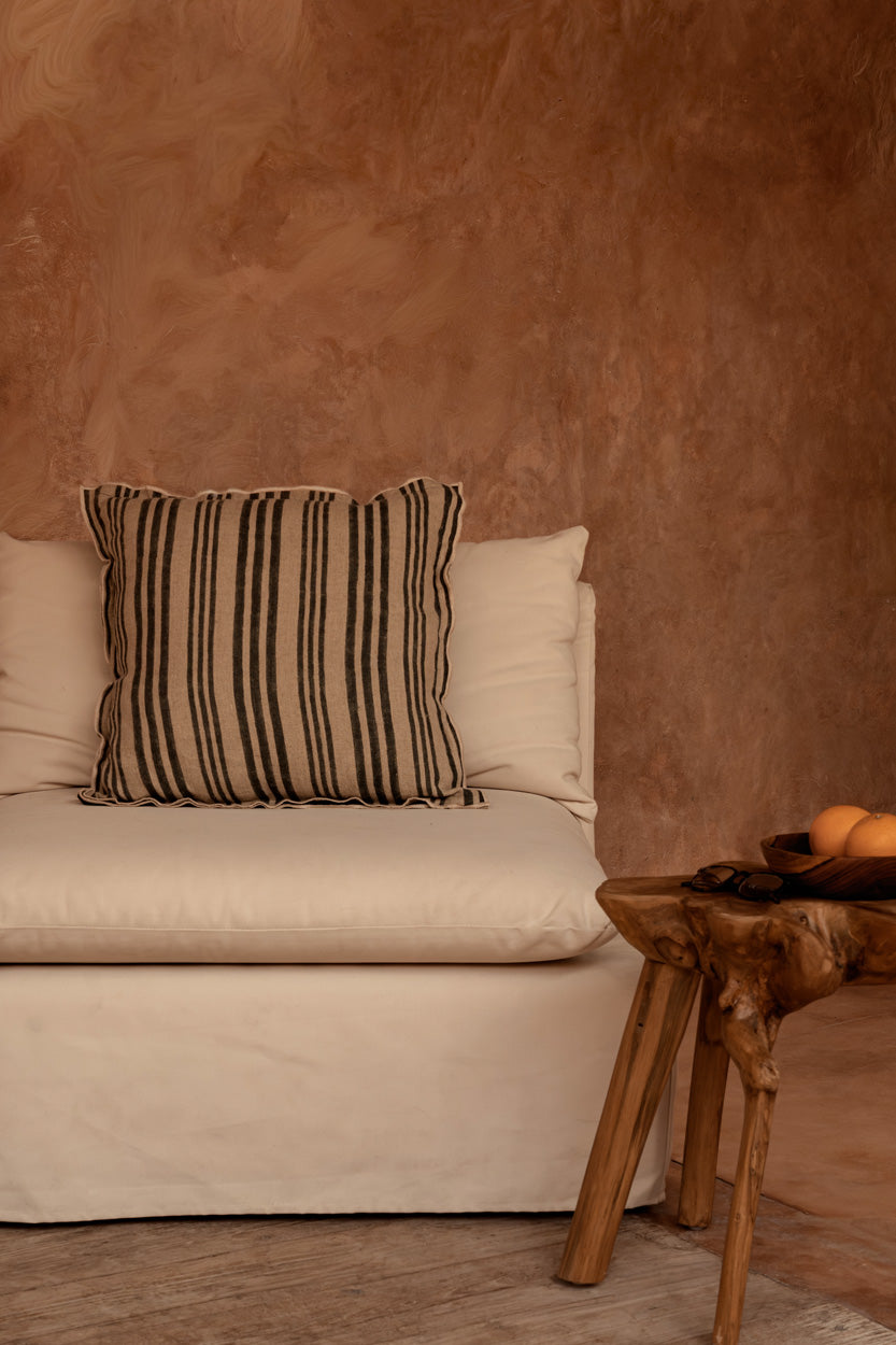 La Housse de Coussin Nordic Stripe - Noir Naturel - 50x50