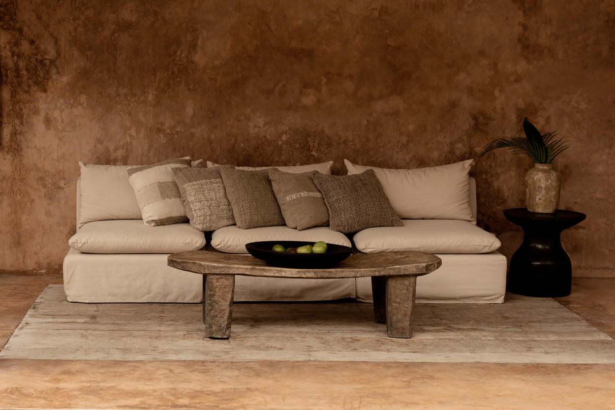 La Funda de Cojín Linen Damier - Natural