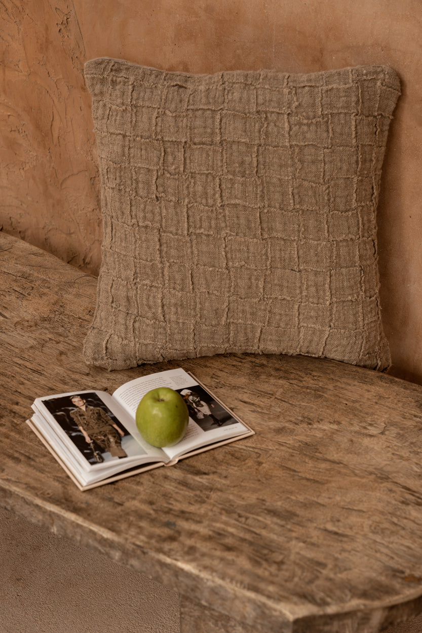 La Funda de Cojín Linen Damier - Natural