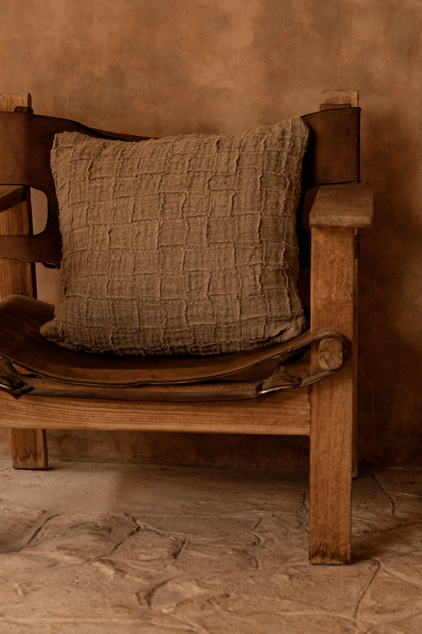 La Funda de Cojín Linen Damier - Natural