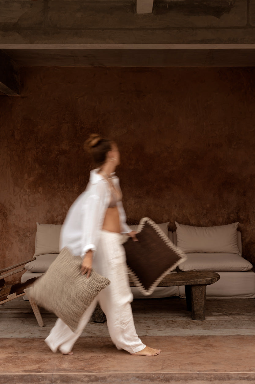 La Funda de Cojín Linen Grain - Negro Natural