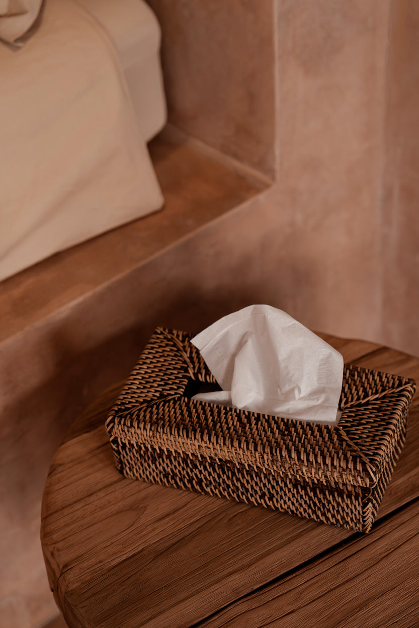 The Rattan Classic Tissue Box - Natural Brown