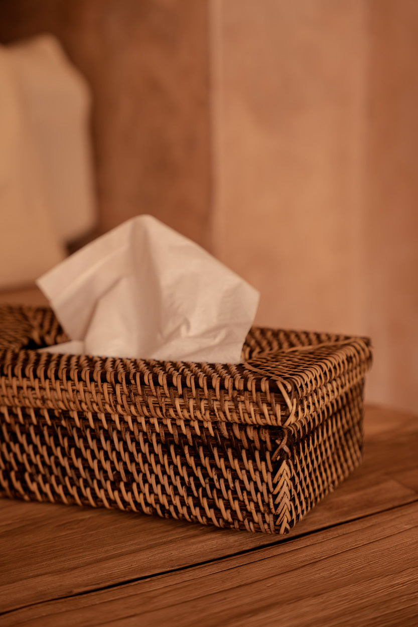 De Rattan Classic Tissue Doos - Naturel Bruin