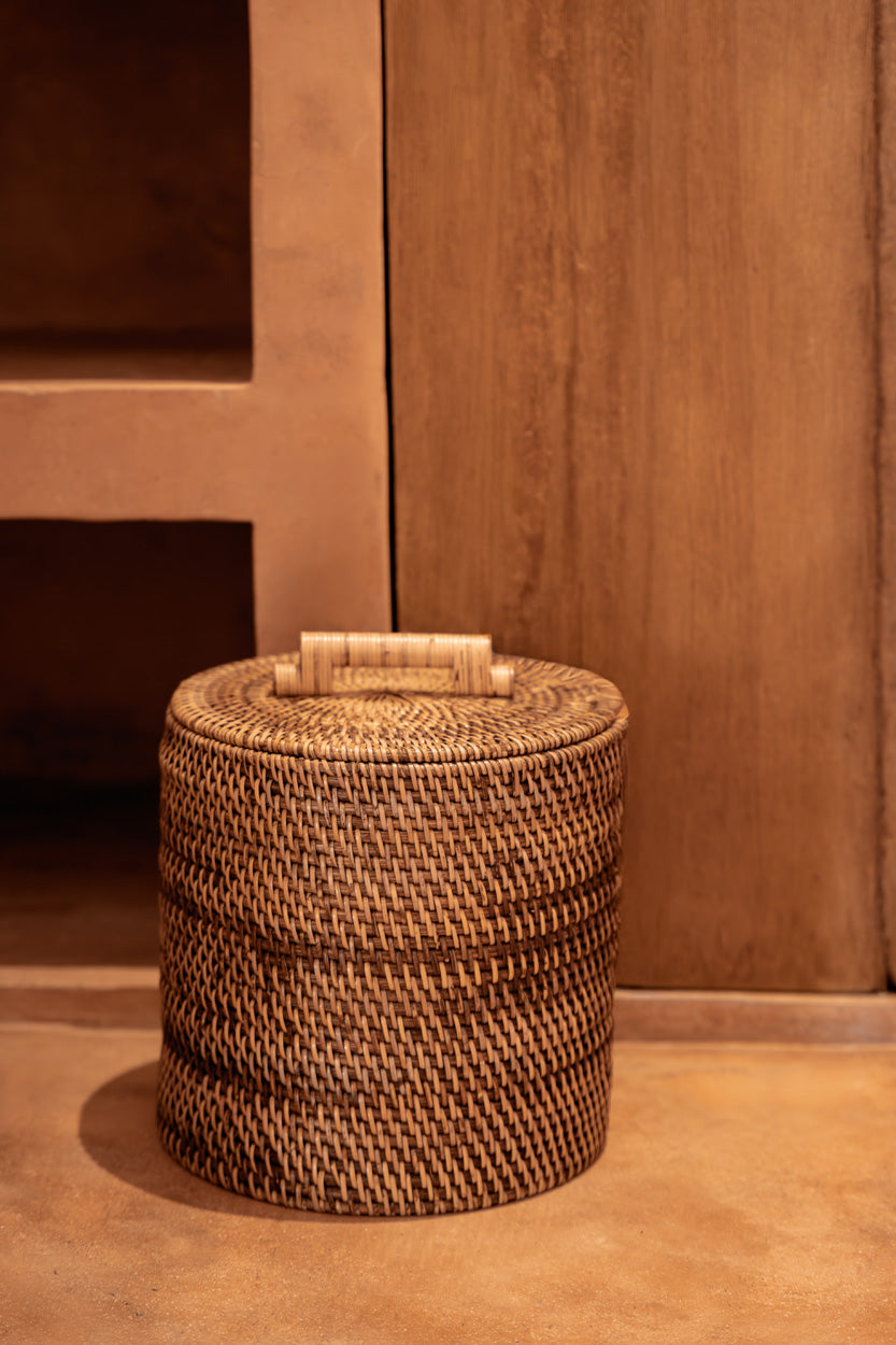 Der Rattan Korb Niedrig - Naturbraun