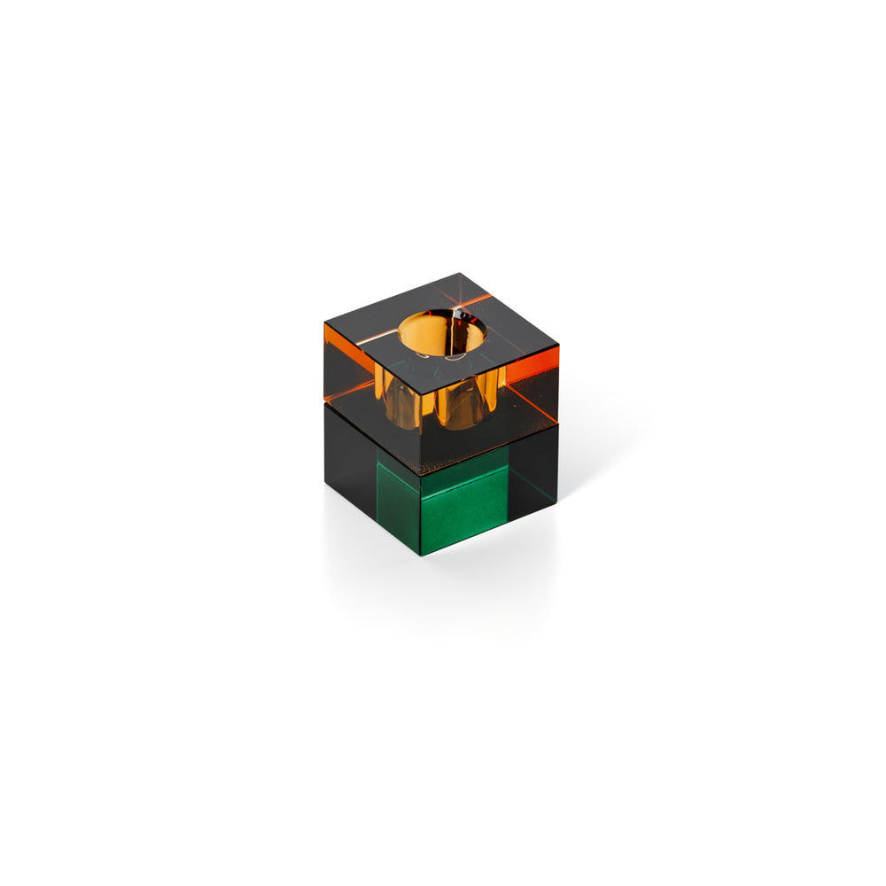 The Gem Blocks Candle Holder - Green Amber