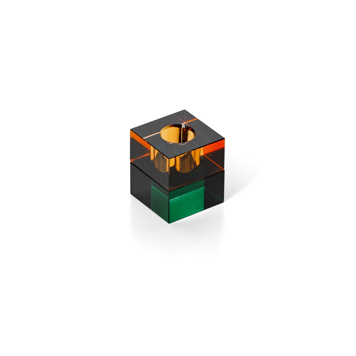 The Gem Blocks Candle Holder - Green Amber