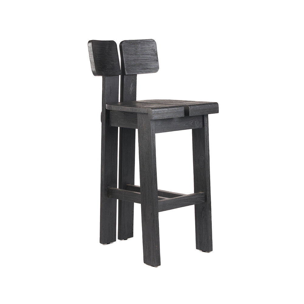 Unique black teak wood bar stool for outdoor or kitchen