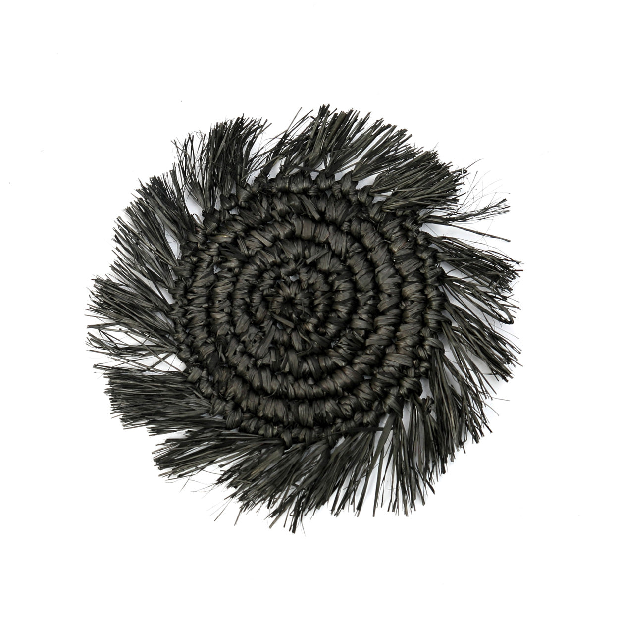 De Fringe Raffia Onderzetter - Zwart