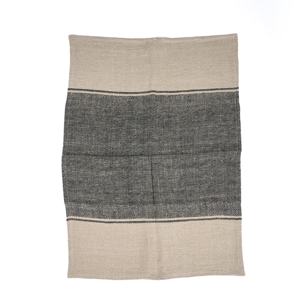 The Linen Moody Kitchen Towel - Natural Black - 50x70