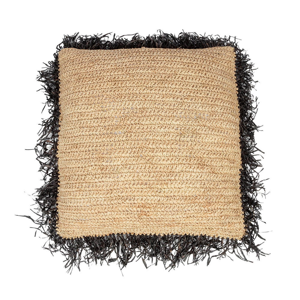 The Raffia Cushion Cover Square - Natural Black - 60x60