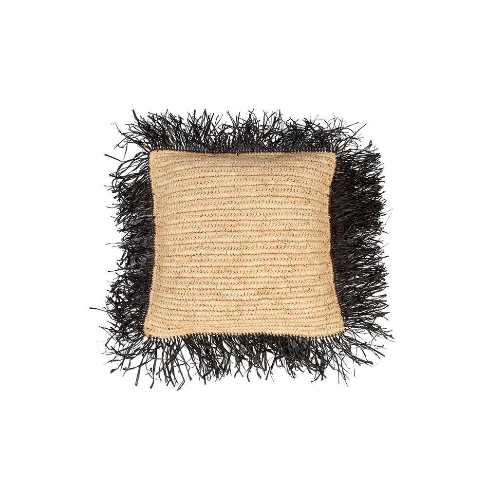 Funda De Cojín De Rafia - Negro Natural - 40x40