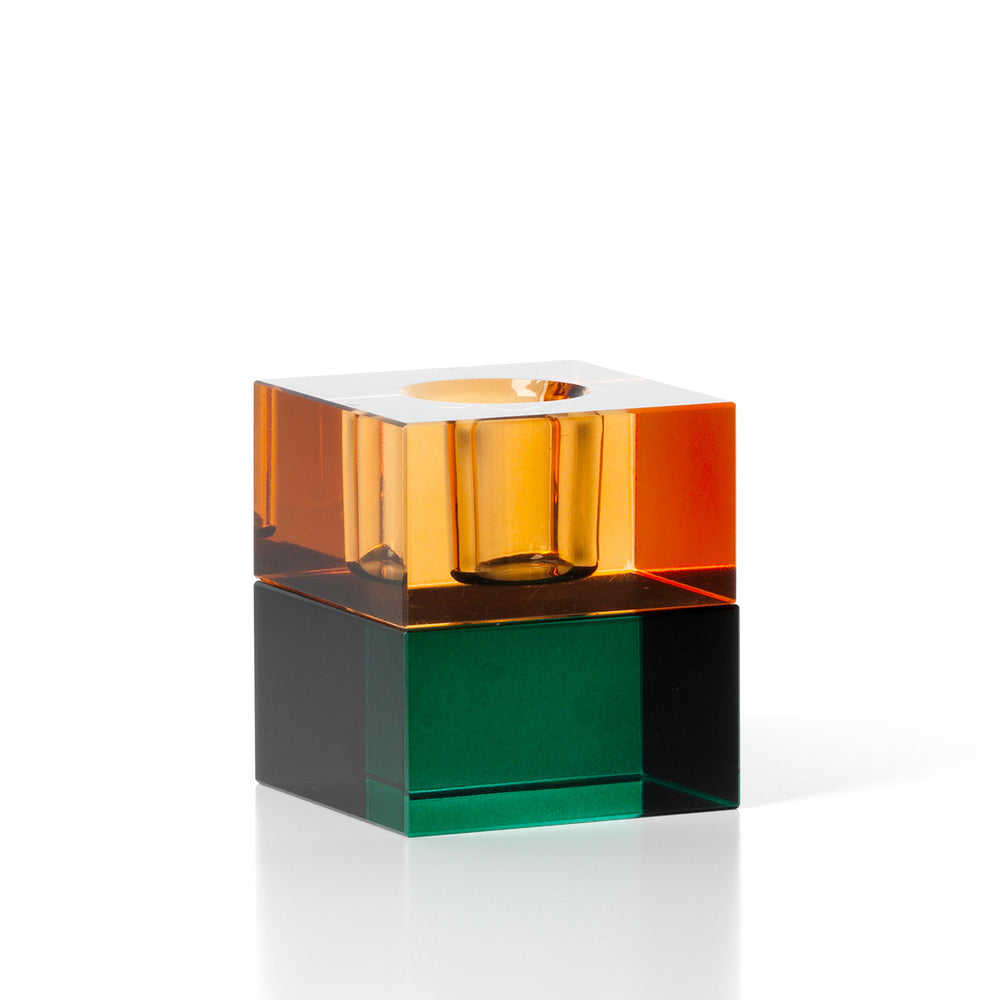 The Gem Blocks Candle Holder - Green Amber