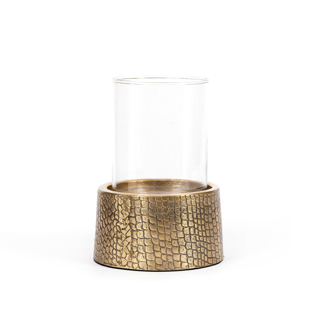 Der Croco Kerzenhalter Mit Glas - Messing - L