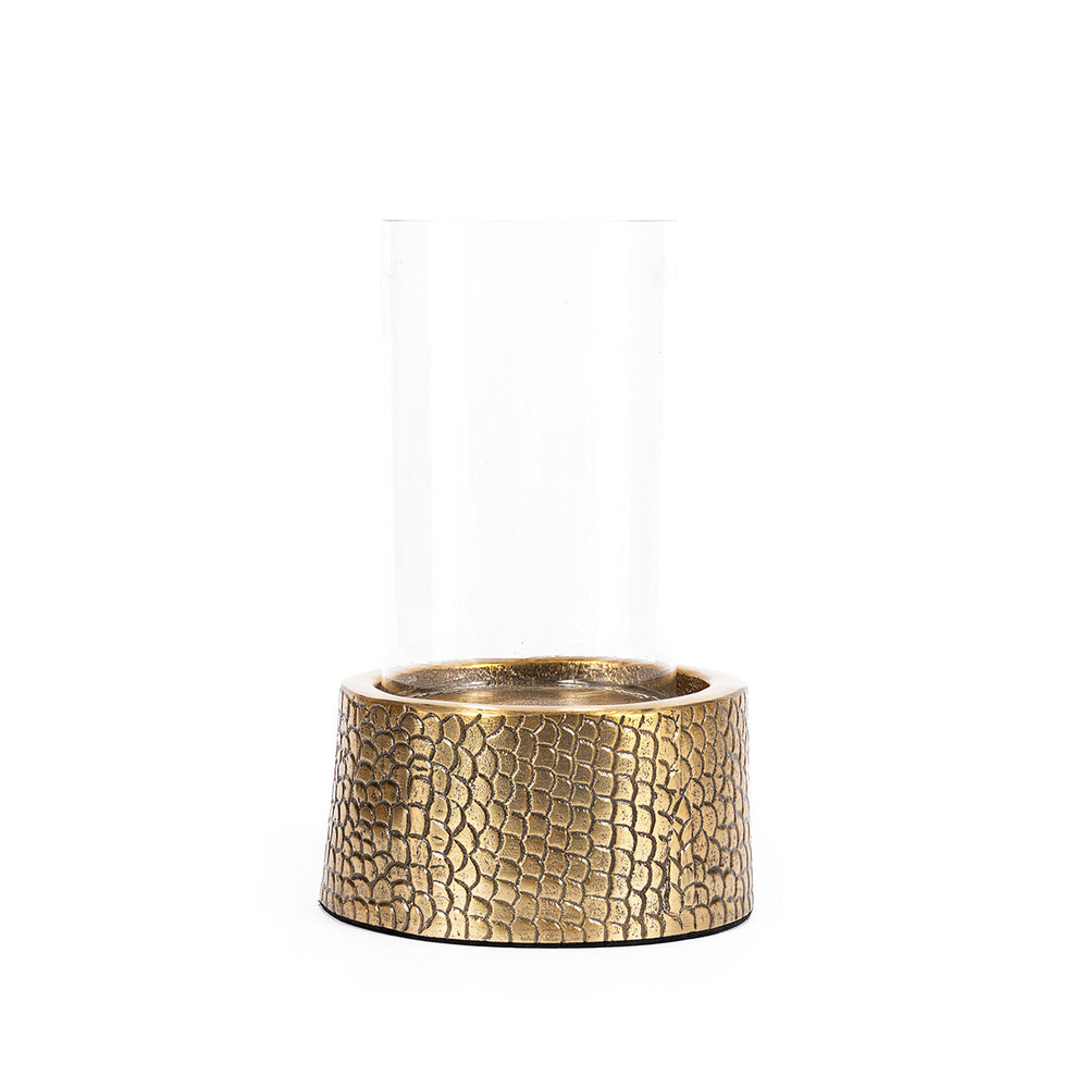 Der Croco Kerzenhalter Mit Glas - Messing - M