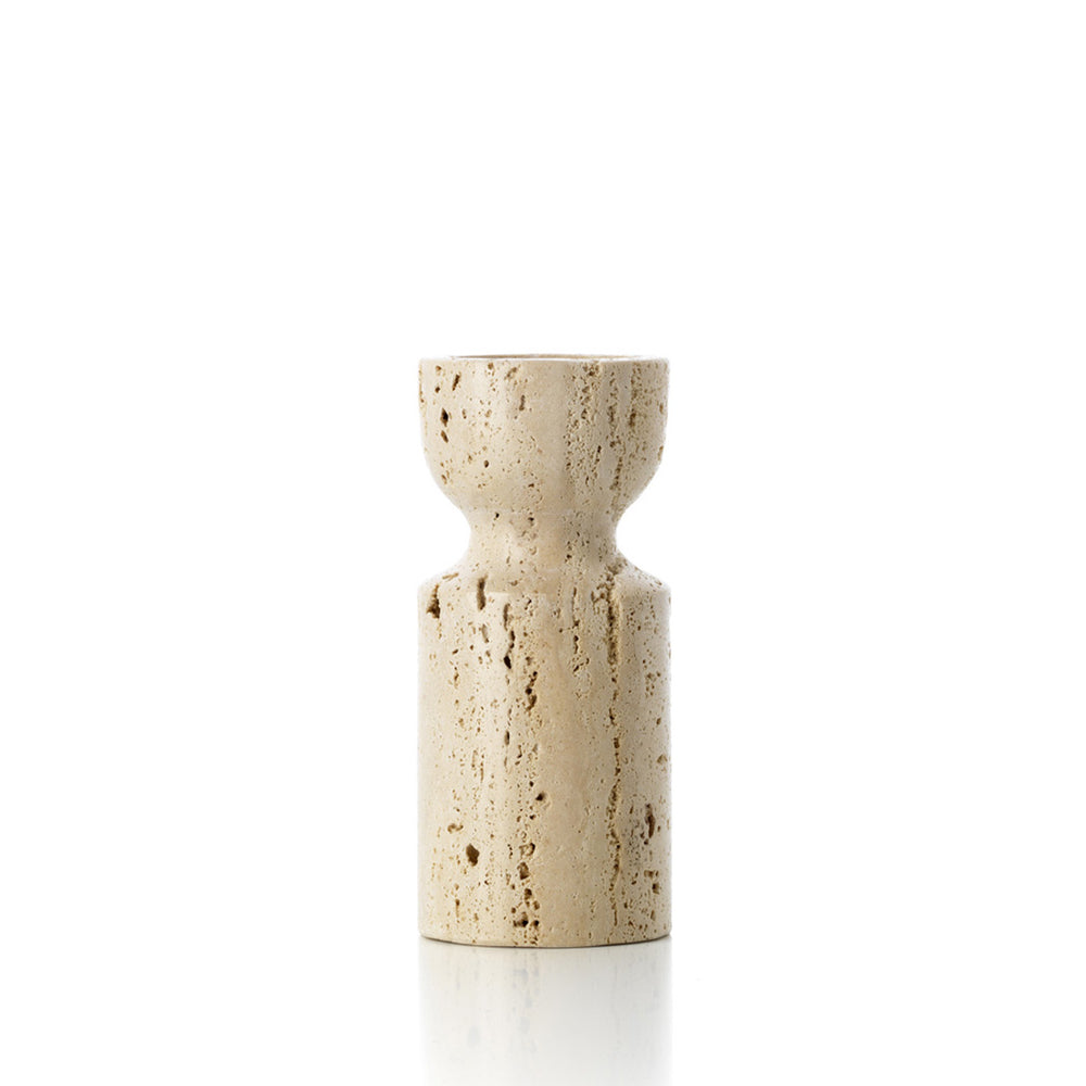 El Candelabro Reloj de Arena de Travertino - Beige - S