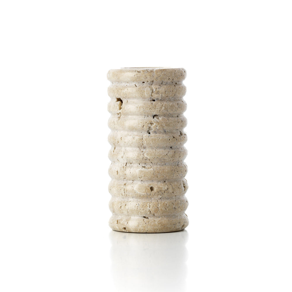 De Travertine Ripple T-Light Houder - Beige - L