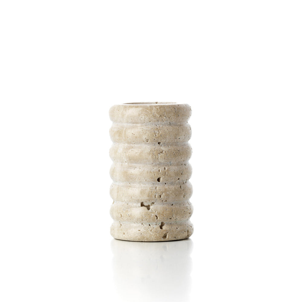 Le Photophore Travertine Ripple T-Light - Beige - M
