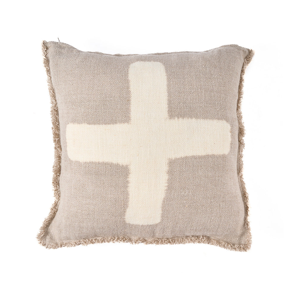 The Ivory Cross Cushion Cover - Natural White - 50x50
