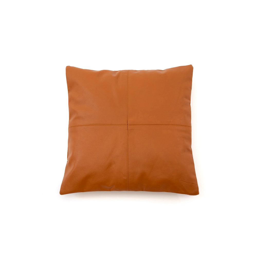 La Funda de Cojín de Cuero de Cuatro Paneles - Camello - 40x40