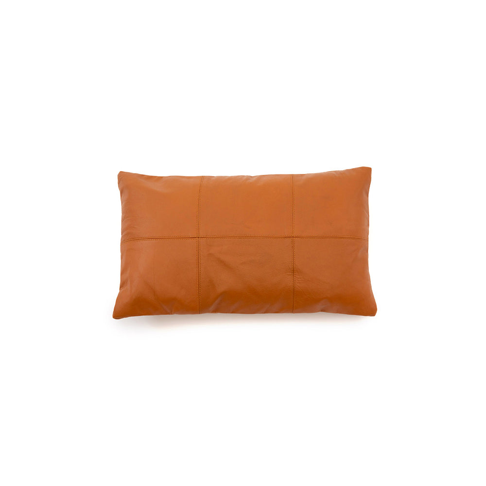 Der Six Panel Leder-Kissenbezug - Camel - 30x50