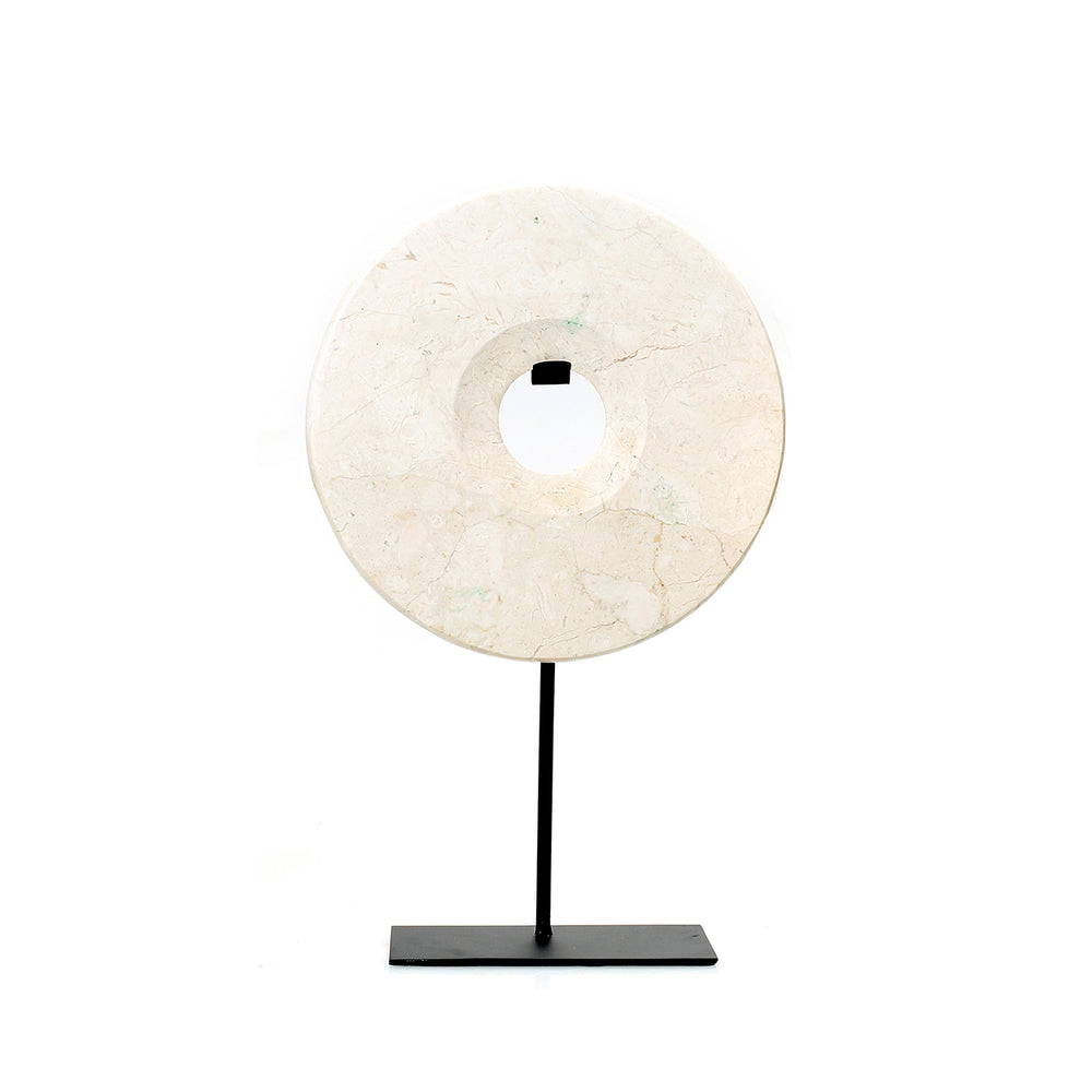 De Marmeren Disc op Stand - Wit - M