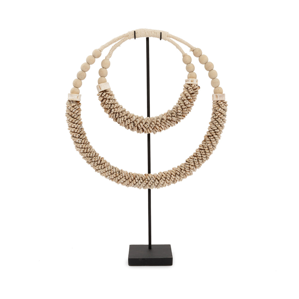 Collar Doble Conchas Sobre Soporte - Natural