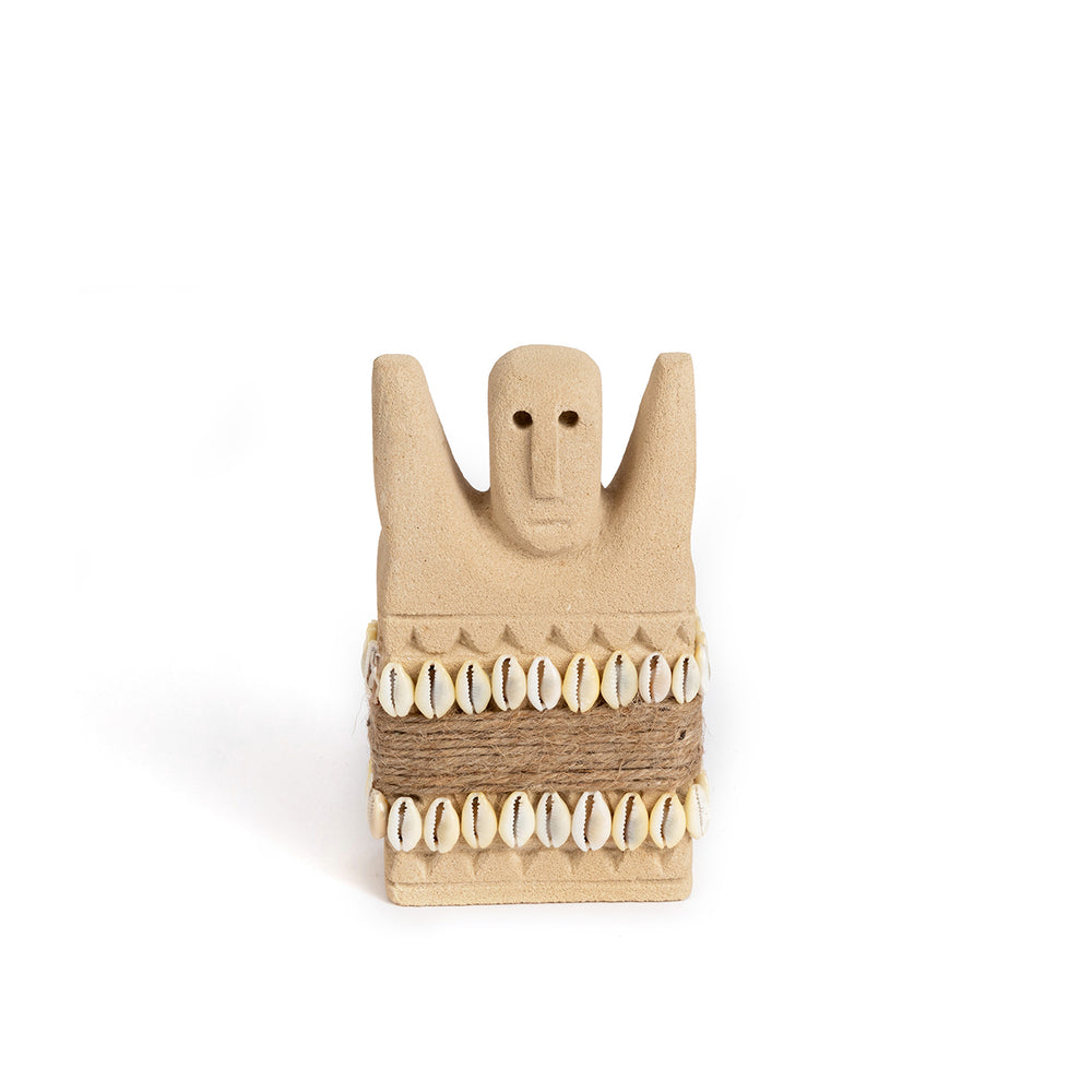 A natural stone sculpture in medium size with sandy stone, made in Indonesia from sandstone.
