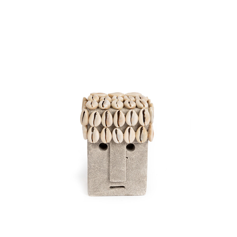 Grey sandstone figurine handcrafted for decorative use, perfect for adding cultural depth to home interiors.
