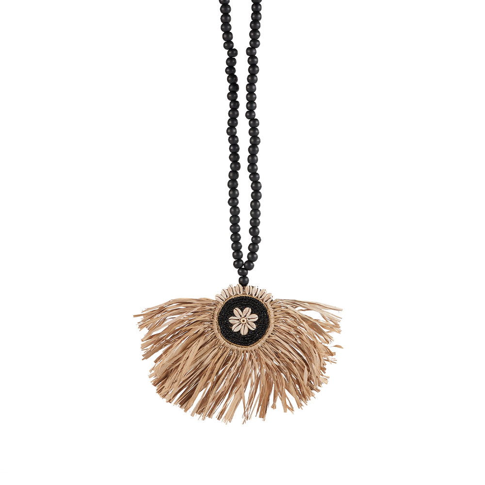 De Raffia Mahkota Tassel - Naturel Zwart