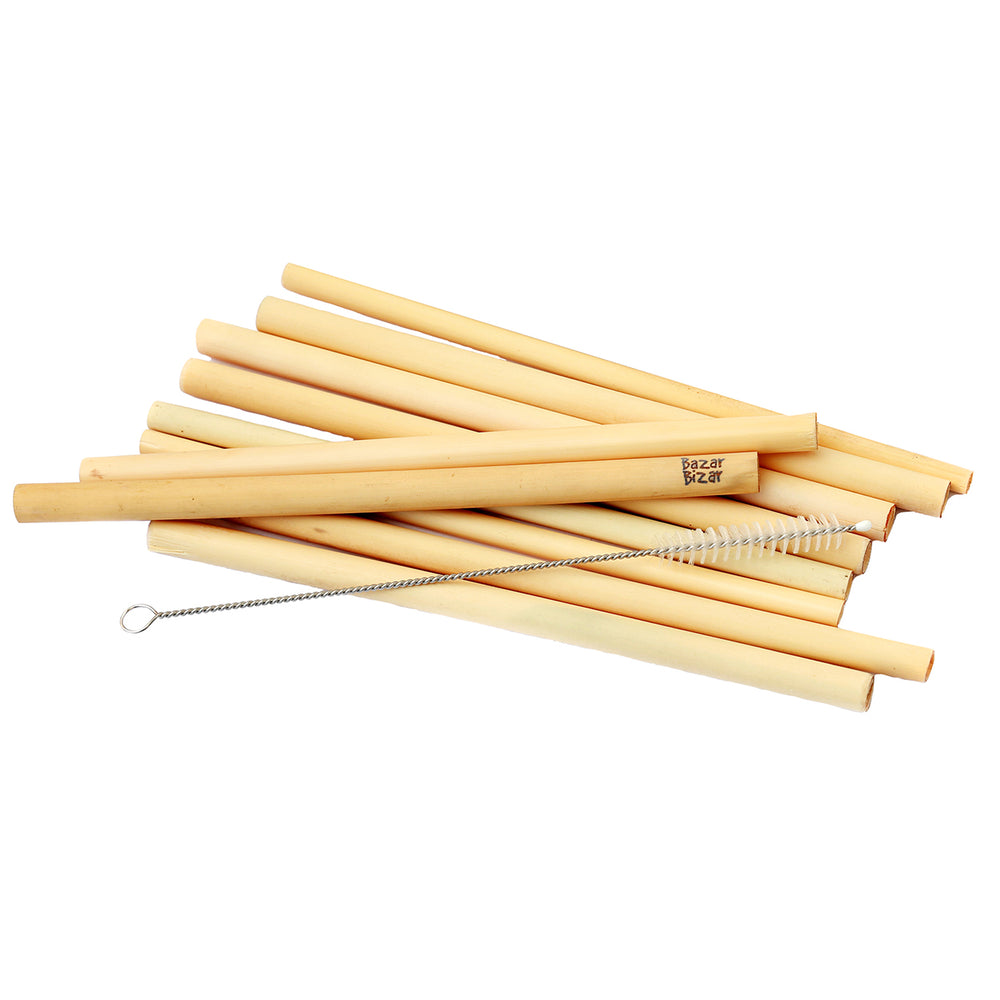The Bamboo Straws - Set of 10 With Cleaning Brush