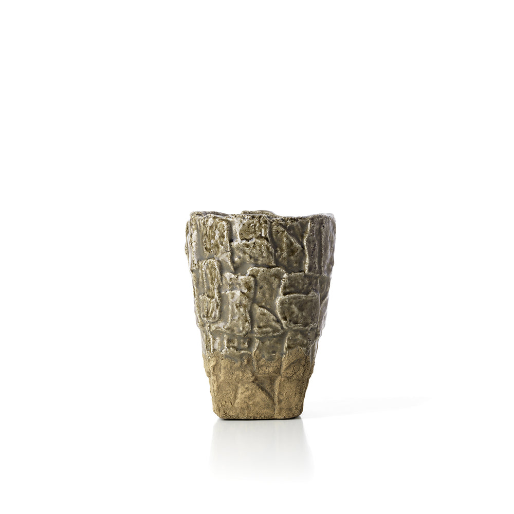 Die Rock Textur Vase - Grauer Stein - S