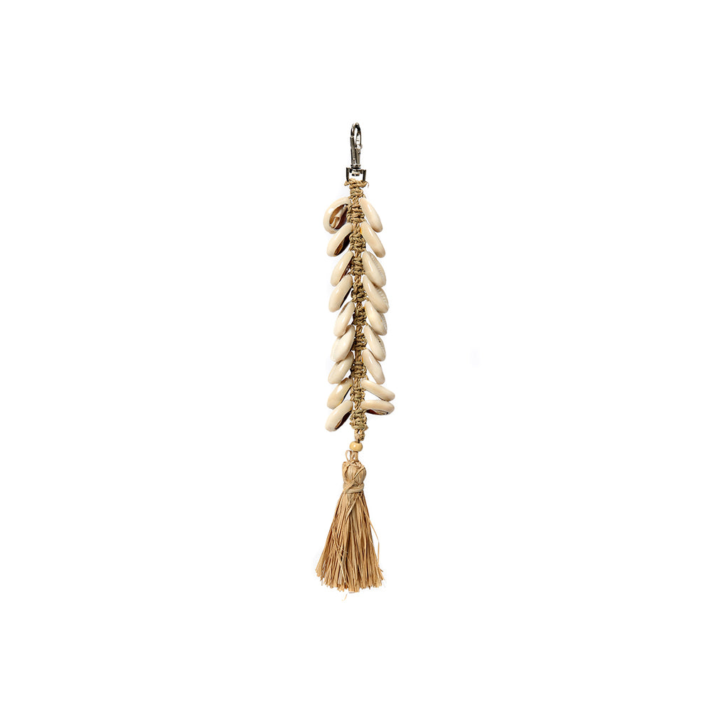 Le Porte-Clés Raffia Fishbone - Blanc Naturel