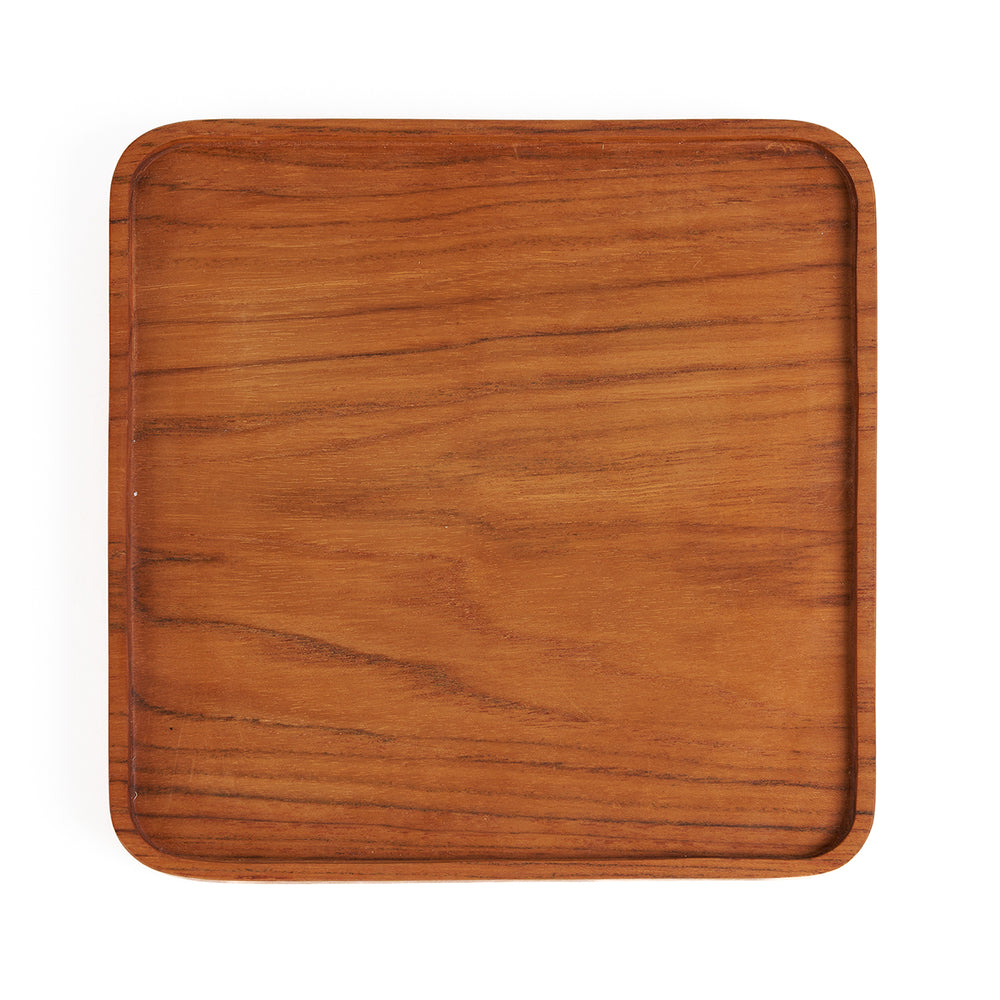 The Teak Square Plate - Natural - S