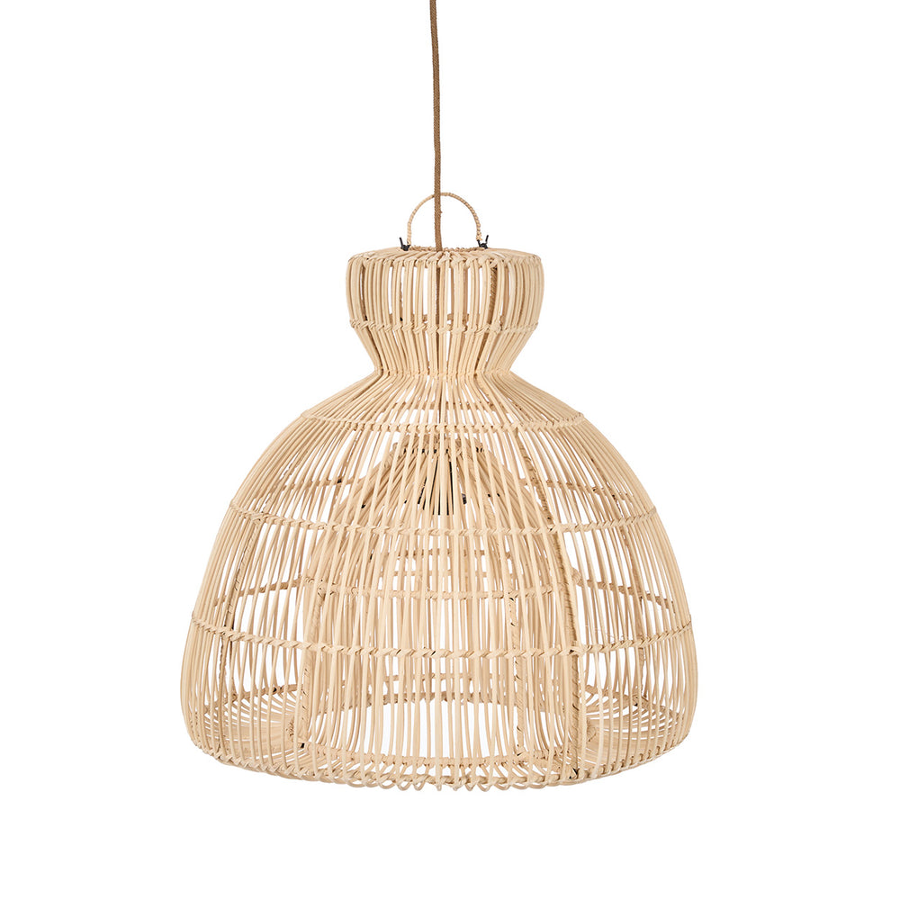 This medium rattan pendant lamp is crafted by hand to enhance interiors with warmth and natural texture.