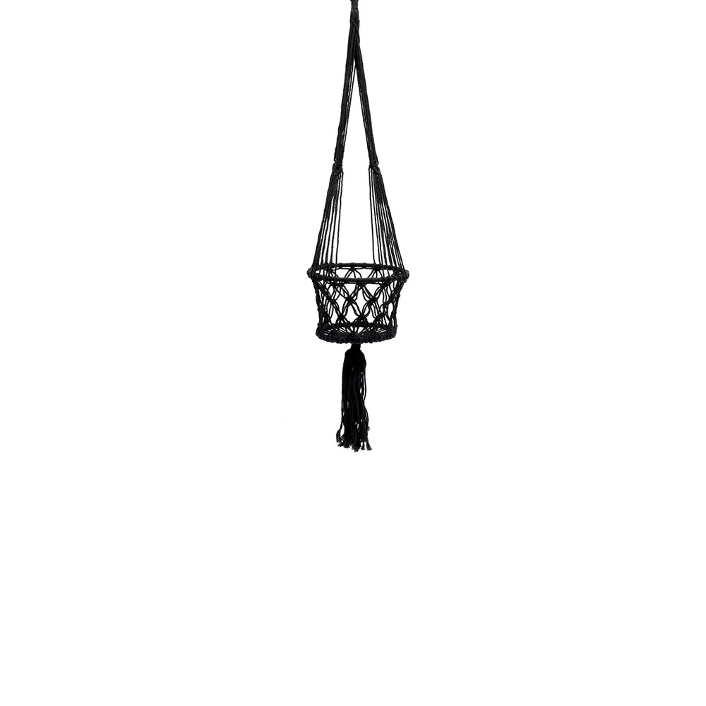 De Macramé Planthanger - Zwart - S