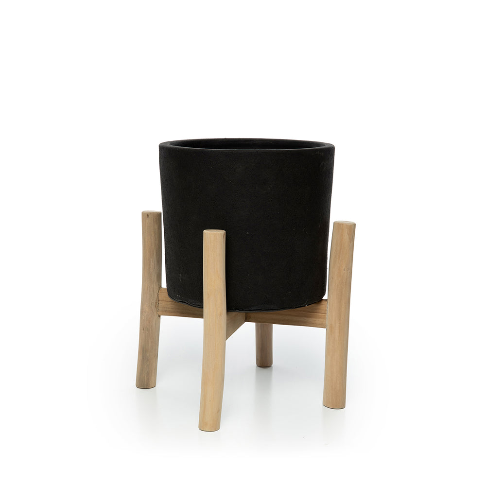 Der Charcoal Niedrige Pflanzer - Schwarz Natur - S