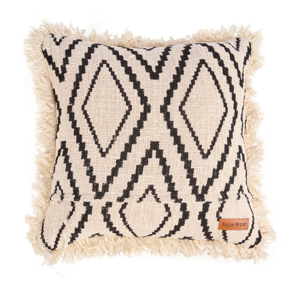 The Sahara Diamond Cushion Cover - Natural Black