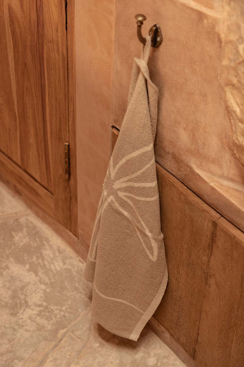 El Paño De Cocina Palm Tree De Lino - Blanco Natural - 50x70