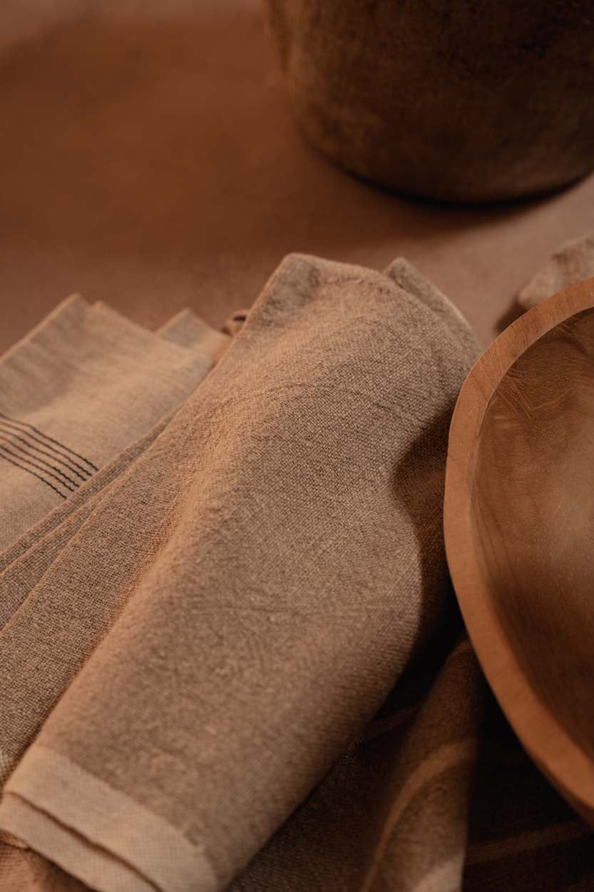 El Paño De Cocina Palm Tree De Lino - Blanco Natural - 50x70