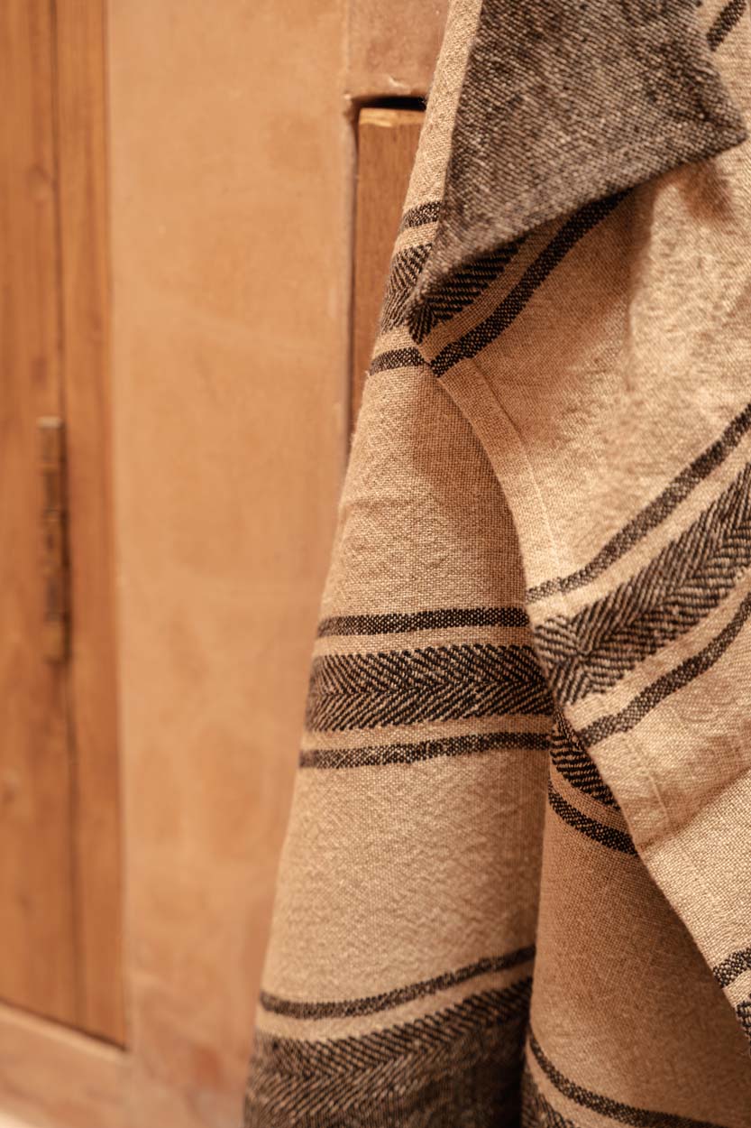 The Linen Smudge Kitchen Towel - Natural Black - 50x70