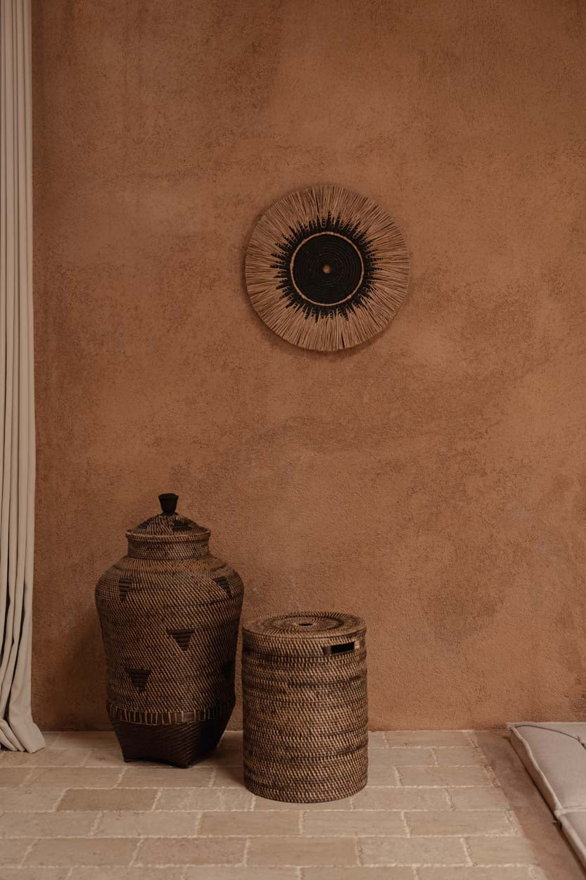 De Raffia Macramé Muurdecoratie - Naturel Zwart
