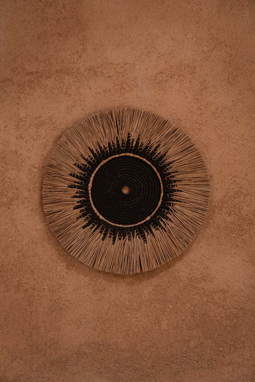 De Raffia Macramé Muurdecoratie - Naturel Zwart
