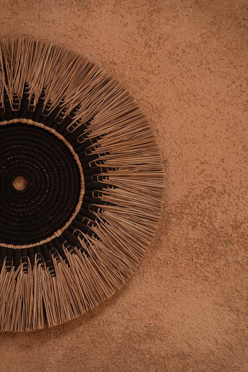 De Raffia Macramé Muurdecoratie - Naturel Zwart